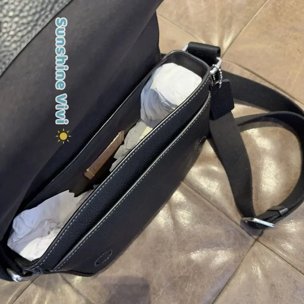 NWT Coach Jack Small Flap Crossbody Bag Soft pebble leather cew73 Silver/black